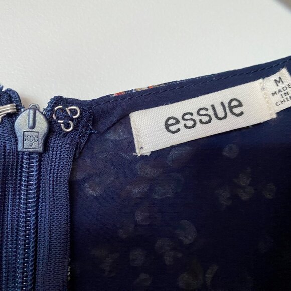 Robe bleu foncée à manches courtes et petites fleurs - Picture 4 of 5